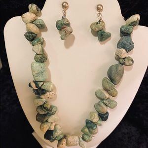 Teal Stone Necklace and Earring Set